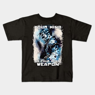 Samurai Warrior Abstract Splatter Portrait Motivational Quote Kids T-Shirt